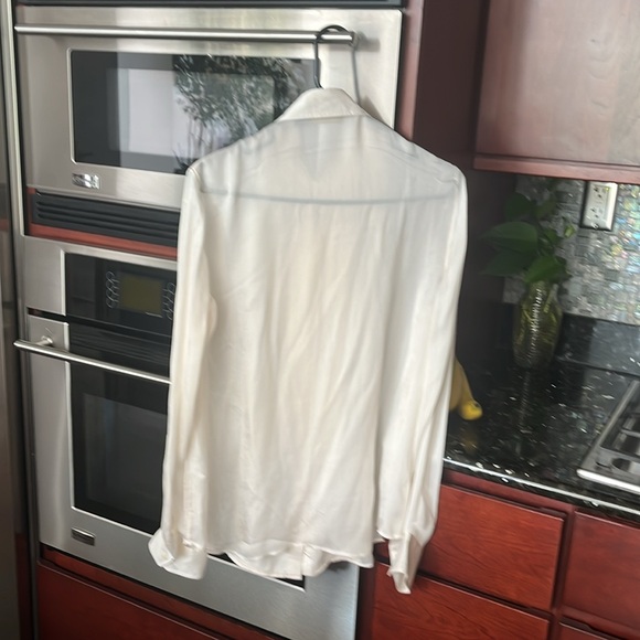 Beautiful blouse worn under jacket once. 100% silk. Off white, tan in color. - Picture 3 of 5